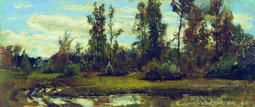 lac dans le paysage classique de la forêt Ivan Ivanovitch arbres Peintures à l'huile
